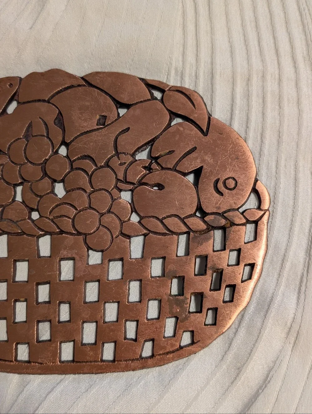 Cast Iron Copper Plated Fruit Basket Trivet